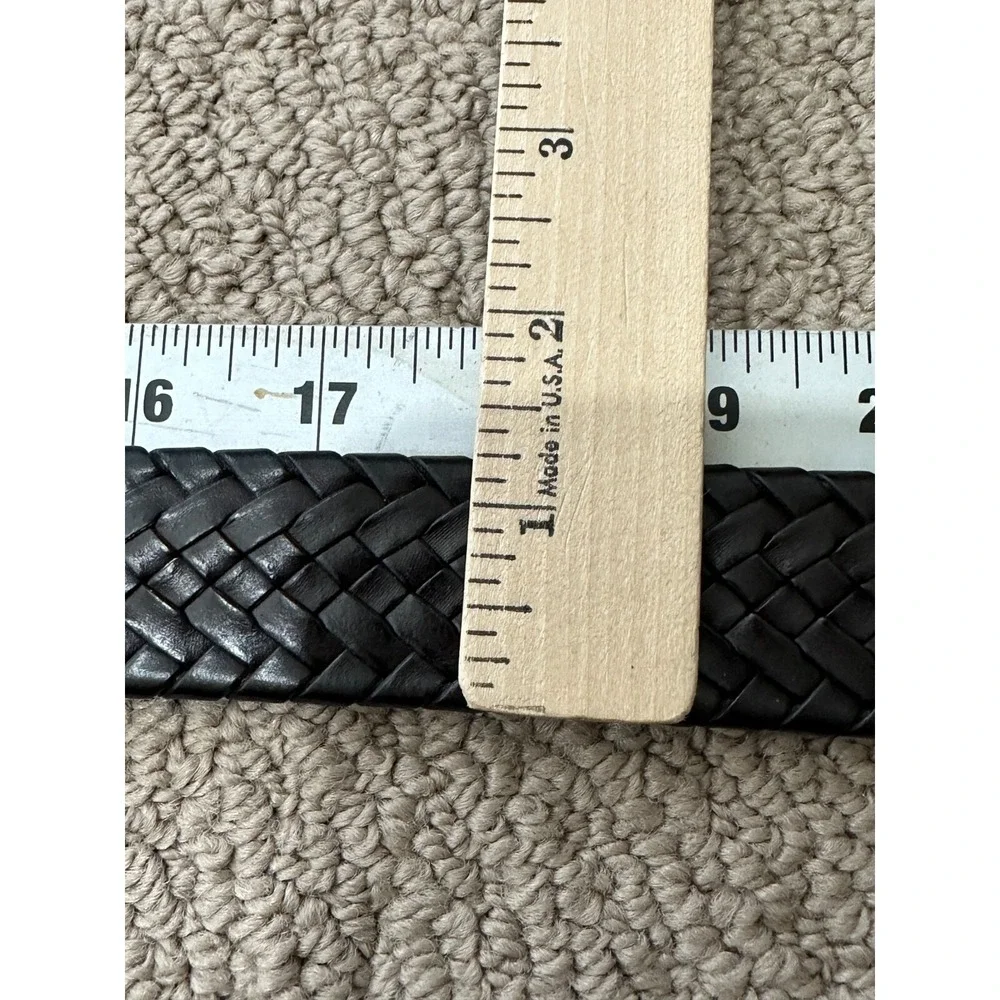 Wrangler Woven Leather Belt Black Brown Mens Adjustable 48
